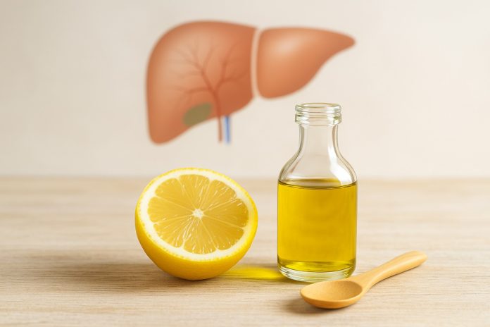 Ulei de măsline și lămâie pentru susținerea sănătății ficatului și digestiei.