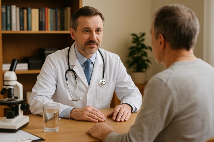 medic discutând despre tratamente accesibile pentru cancer