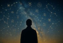 Născuți sub o stea norocoasă: Cinci zile de naștere care poartă destinul către măreție Siluetă privind cerul înstelat, simbol al destinului și norocului.