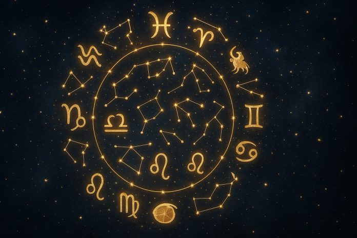 Semne zodiacale aurii pe cerul nopții, simbol al horoscopului 2026