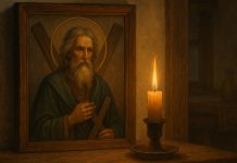 Citește astă seară, pe 29 noiembrie, rugăciunea Sfântului Andrei pentru iertare și împlinirea dorințelor Lumânare aprinsă în fața unei icoane, simbol al rugăciunii către Sfântul Andrei