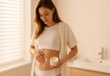 Un truc puternic pentru a scăpa de vergeturi – 6 soluții naturale care dau rezultate Femeie aplicând cremă hidratantă pe coapse, simbol al tratamentelor naturale împotriva vergeturilor