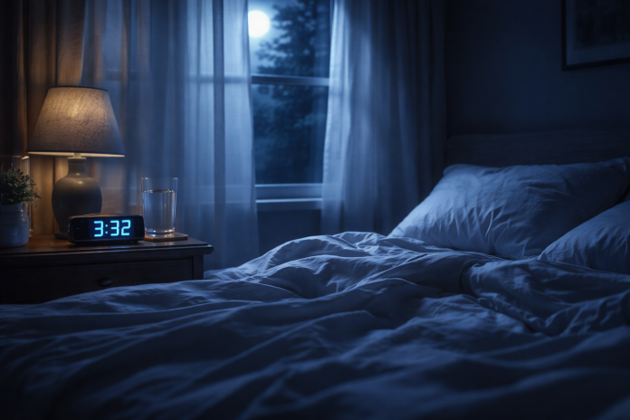 trezire-nocturna-3-5-dimineata-somn.jpg Trezire nocturnă între orele 3 și 5 dimineața, asociată cu ritmul circadian și calitatea somnului.