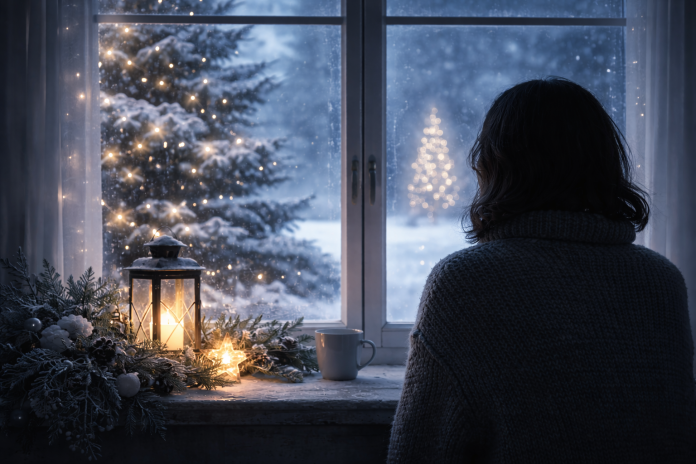 despartire-final-an-zodie Persoană singură privind pe fereastră iarna, simbol al despărțirii și al emoțiilor de final de an
