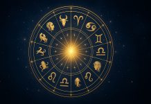 Trei zodii încep greu anul 2026, dar destinul li se schimbă complet până la final Zodiac circular luminos pe un fundal albastru, simbolizând previziunile astrologice pentru anul 2026