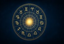 Horoscop până la Moș Nicolae: se deschid porți nevăzute! Berbecii își croiesc destinul, Leii își schimbă viața, Peștii atrag binecuvântări Zodiac circular luminos pe fundal albastru închis, imagine pentru horoscopul până la Moș Nicolae