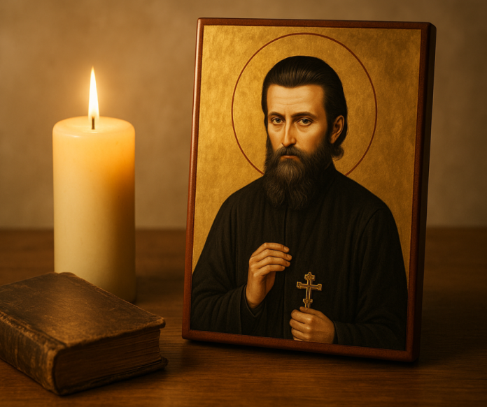 arsenie-boca-necazuri-casa-1080 Lumânare aprinsă și icoana Părintelui Arsenie Boca, imagine spirituală pentru articol despre cauzele necazurilor în casă.