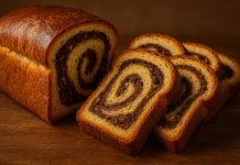 Rețeta de cozonac pufos a Gabrielei Cristea. Ingredientul care îi face deosebit de gustoși Cozonac pufos, rumenit, tăiat felii, cu umplutură de nucă și ciocolată.