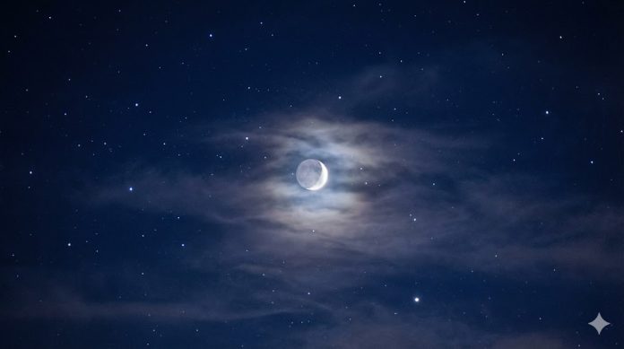 Cer nocturn cu stele și lună, imagine ilustrativă pentru un articol despre horoscop și schimbări importante