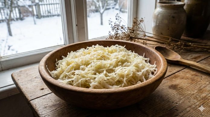 varza-murata-consum-corect-iarna Varză murată într-un bol, imagine ilustrativă pentru un articol despre consumul corect al verzei murate