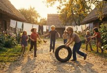 Copii jucându-se afară într-o perioadă fără tehnologie, imagine ilustrativă pentru un articol despre generația născută între 1939 și 1985