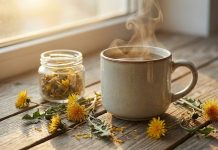 Ficat încărcat iarna? Ceaiul simplu care ajută digestia și reduce balonarea Ceai de păpădie, imagine ilustrativă pentru susținerea digestiei și confortului hepatic iarna