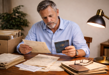 Anii de muncă care nu se mai iau în calcul la pensie Bărbat matur verificând documente vechi de muncă înainte de pensionare