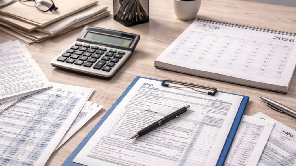 Documente fiscale și formulare care ilustrează schimbările de taxe și impozite din 2026