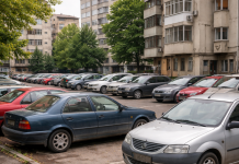 Autoturisme vechi parcate într-o zonă urbană, vizate de posibile taxe suplimentare