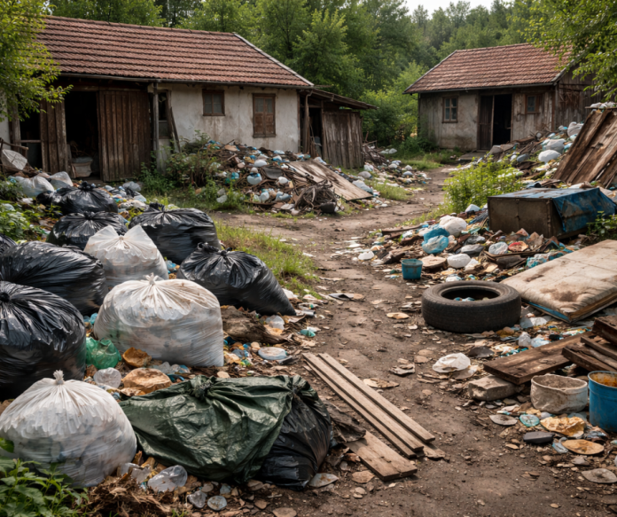 Deșeuri depozitate într-o curte, situație sancționată de lege