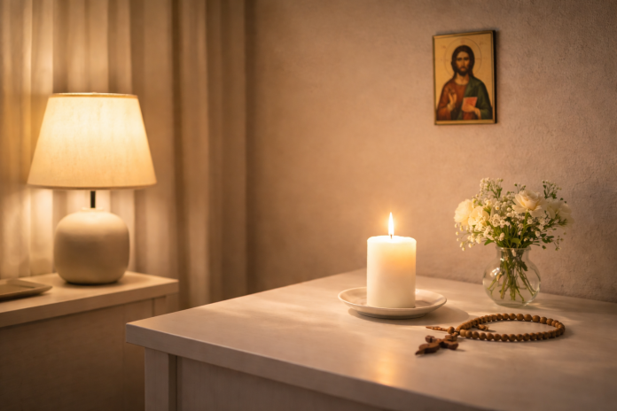 Atmosferă liniștită de seară, potrivită pentru rugăciune și reflecție
