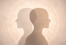 Ilustrație astrologică reprezentând cele două fețe ale zodiilor, inspirată din explicațiile lui Mihai Voropchievici