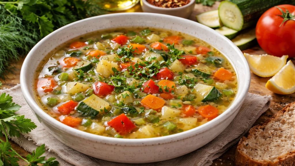 Ciorbă sănătoasă cu legume verzi pentru stabilizarea glicemiei la persoanele cu diabet