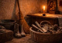 Întâmpinarea Domnului – Lucrurile pe care oamenii le evitau pe 2 februarie „Întâmpinarea Domnului, 2 februarie – unelte de muncă lăsate deoparte, mătură sprijinită, lighean și lumânare aprinsă lângă icoană, simbol al opririi și rânduielii din această zi.”