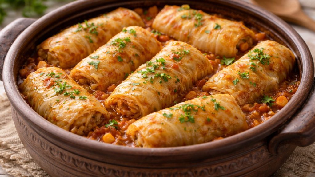 Sarmale fără carne cu orez și legume, preparate tradițional, explicarea proporției corecte de orez