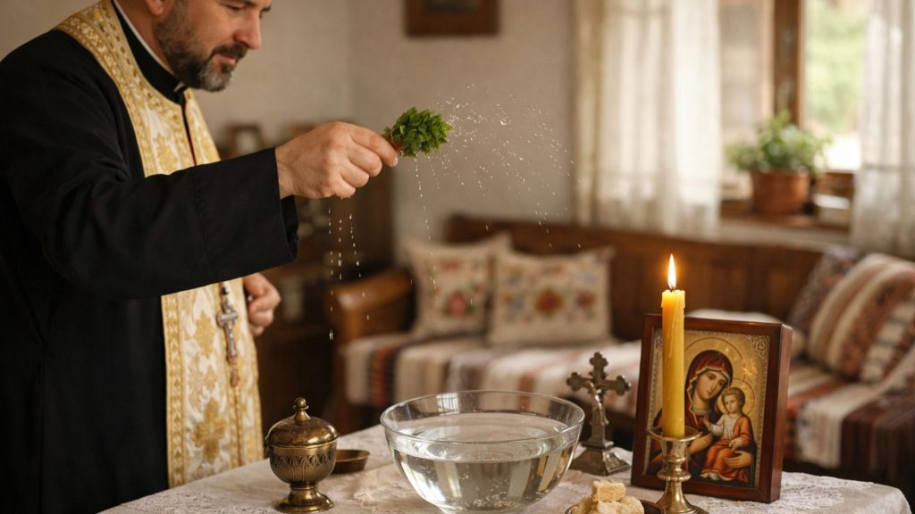 Sfințirea casei în luna martie, ritual ortodox pentru protecția familiei și alungarea energiilor negative.