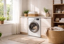 Masina de spalat intr-o locuinta, simbol al muncii casnice si al dilemei daca este pacat sa speli duminica