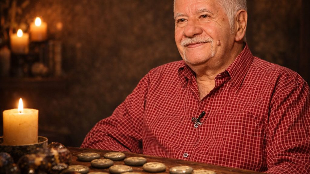 astrolog cu rune pe masă într-o atmosferă mistică și luminoasă