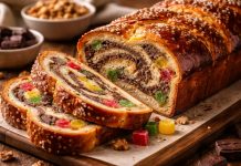 Cozonacul lui Chef Cătălin Scărlătescu: rețeta simplă care iese pufos și aromat de fiecare dată Cozonac pufos tăiat în felii, cu umplutură de nucă și ciocolată