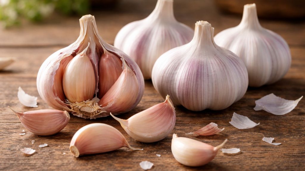 Căței de usturoi proaspeți pentru susținerea circulației