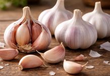 Căței de usturoi proaspeți pentru susținerea circulației