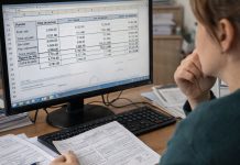 Pensionar din România verificând talonul de pensie acasă