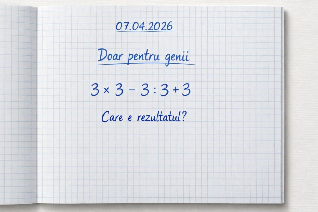 exercițiu matematic scris de mână pe caiet cu pătrățele 3x3 minus 3 împărțit la 3 plus 3 rezultat 11