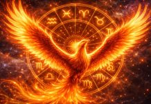 Zodiile care se ridică din cenușă în aprilie 2026. Viața li se schimbă radical Pasăre Phoenix și simboluri zodiacale care sugerează renaștere în aprilie 2026
