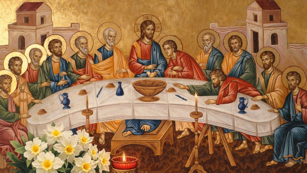 Icoană cu Iisus Hristos simbol pentru Joia Luminată și Săptămâna Luminată