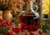 Rețetă de vin de măceșe: cum îl prepari acasă și ce beneficii are băutura tradițională Damigeana cu vin de macese si fructe rosii pe masa rustica