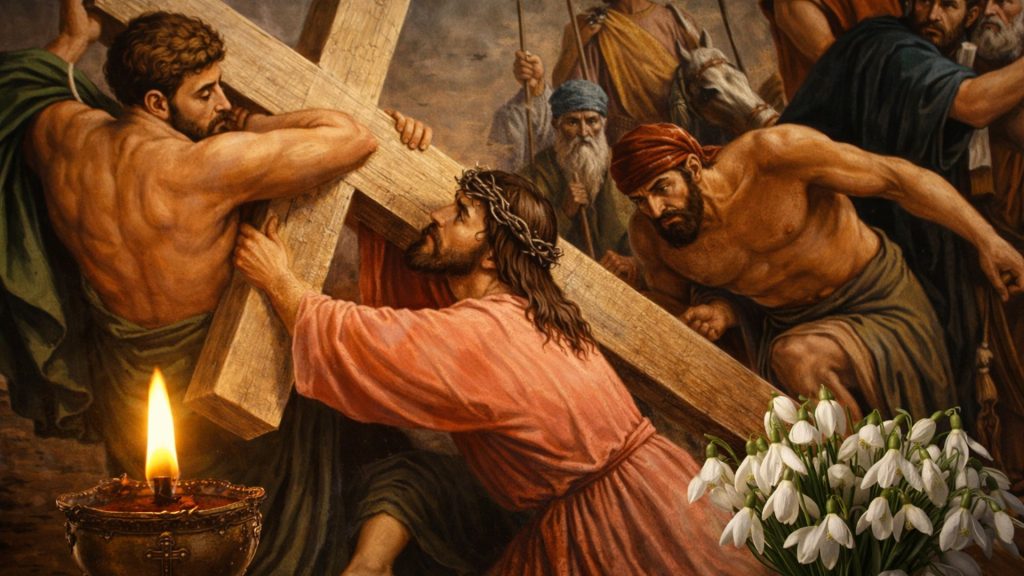 Icoană cu răstignirea lui Iisus în Vinerea Mare