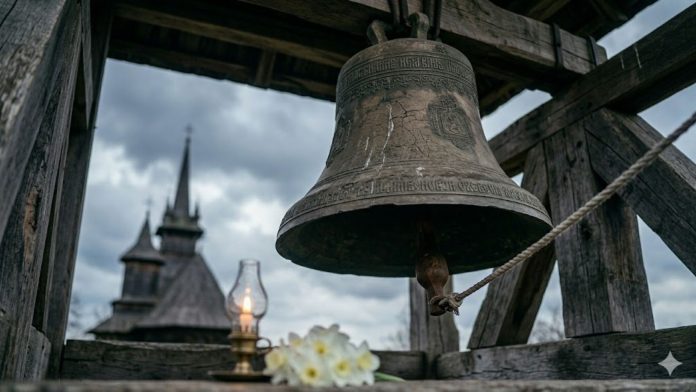 Clopot de biserică în Vinerea Mare care se aude rar și cu jale