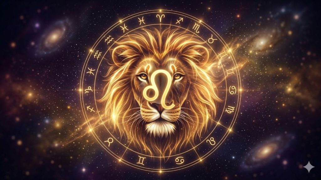 Leu mascul impunător simbol al zodiei Leu și al puterii în astrologie