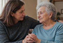 Femeie si mama simbolizand mostenirea genetica