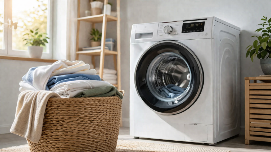 Femeie care pregătește haine curate în Săptămâna Mare înainte de Paște