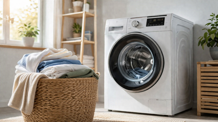 Femeie care pregătește haine curate în Săptămâna Mare înainte de Paște