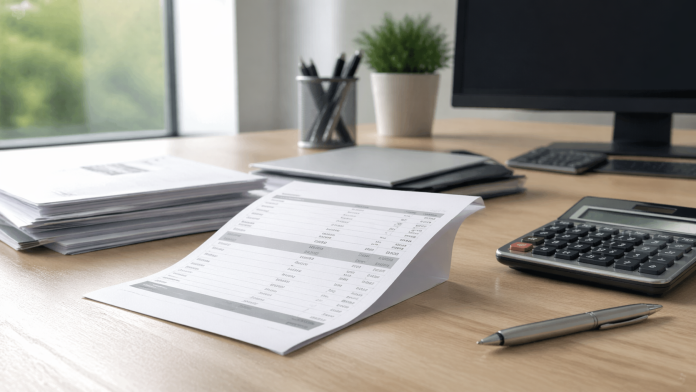 Documente salariale și fluturaș de salariu pe birou