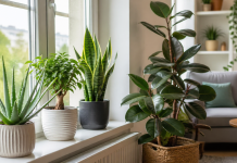 Plante de interior in living luminos asociate cu imbunatatirea aerului
