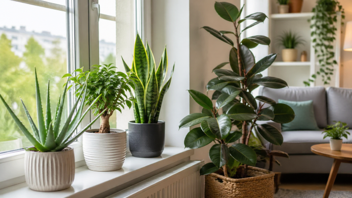 Plante de interior in living luminos asociate cu imbunatatirea aerului