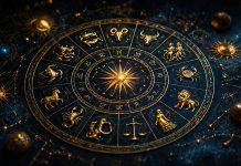 Simboluri zodiacale pe fundal inchis reprezentand zodiile considerate razbunatoare