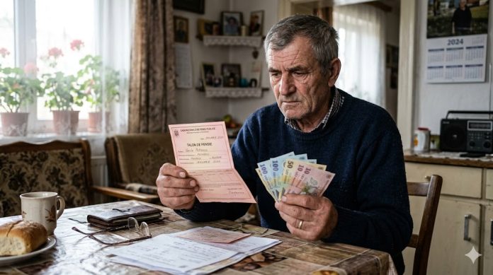 ajutor-pensionari-decembrie.jpg Pensionar ținând bani și talon de pensie