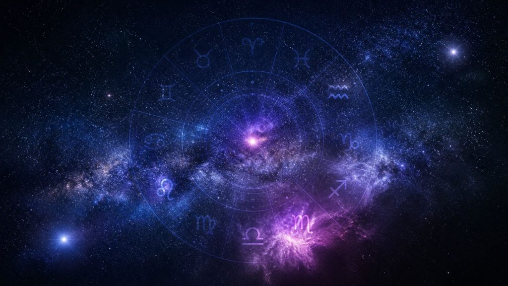 Fundal zodiacal cu simboluri astrologice