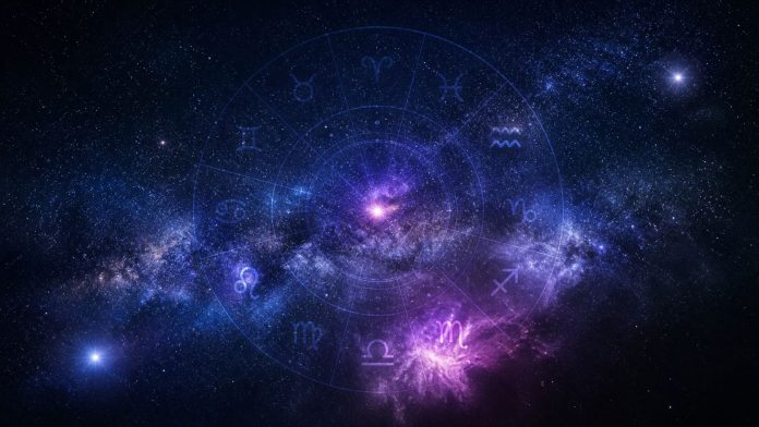 Fundal zodiacal cu simboluri astrologice