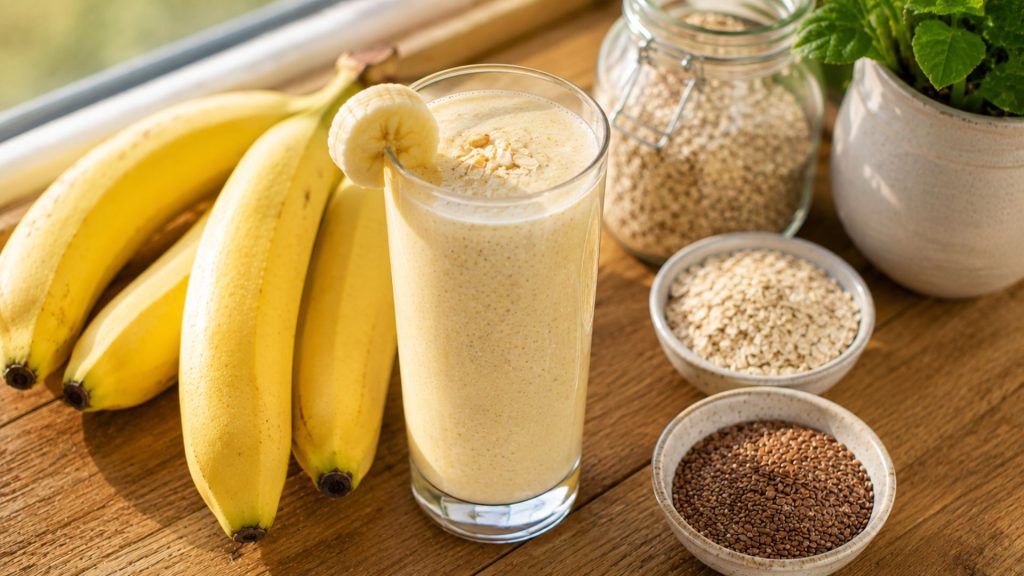 Banane și smoothie sănătos pentru dietă și alimentație echilibrată